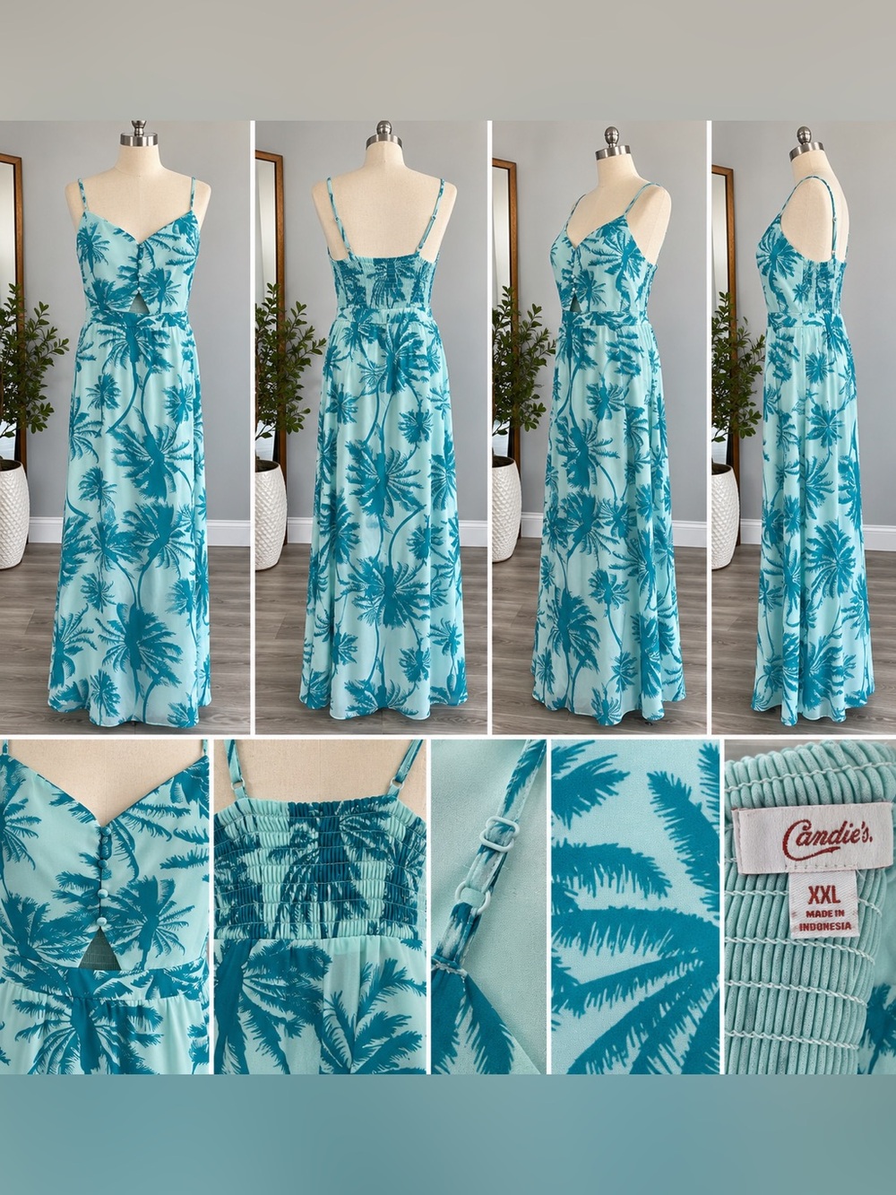 Candie’s Tropical Palm Print Maxi Dress – XXL